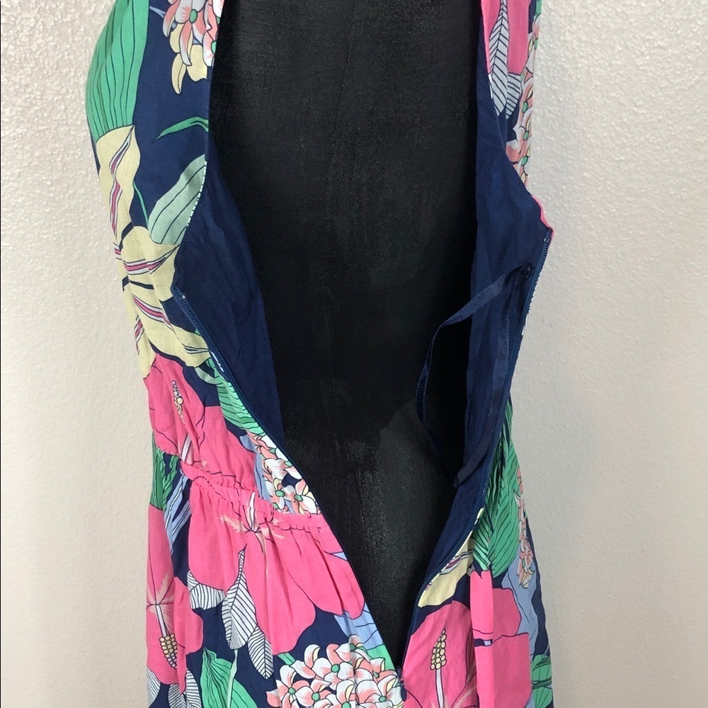 TALBOTS Voile Hibiscus Maxi Dress Cotton Tropical Hawaiian Vacation Size 8 - Picture 7 of 16
